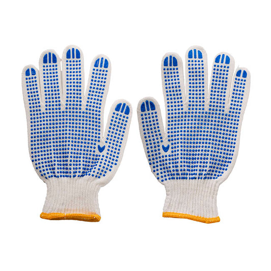 Premium Grip Reusable Glove White Blue Pair (23cm)