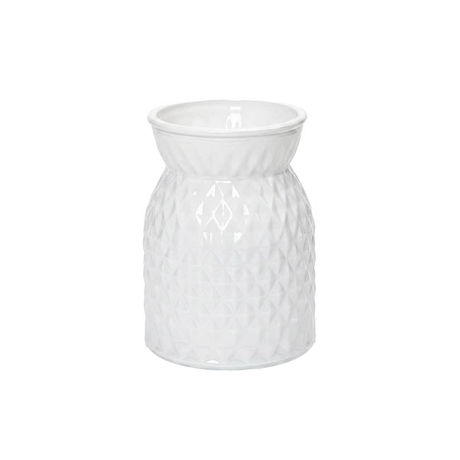 Glass Ann Posy Bottle Vase Solid White (12x16cmH)