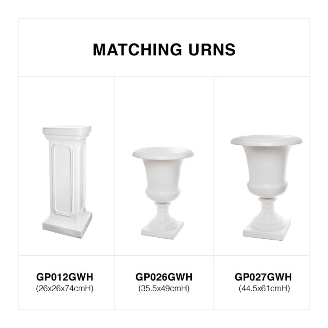 Fibreglass Pedestal Classic Gloss White (26x26x74cmH)