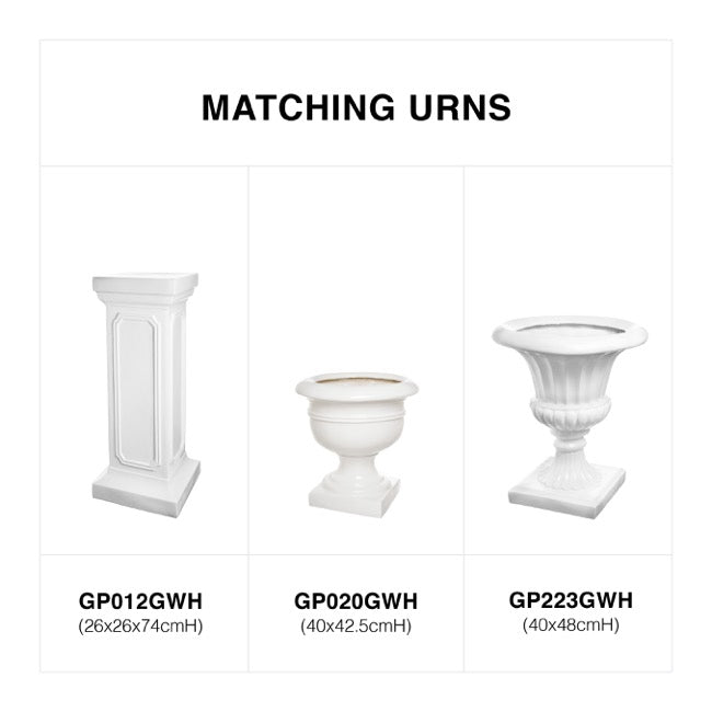 Fibreglass Pedestal Classic Gloss White (26x26x74cmH)
