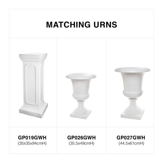 Fibreglass Pedestal Classic Gloss White (35x35x94cmH)
