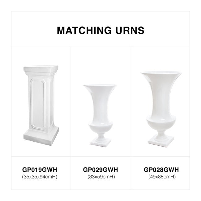 Fibreglass Pedestal Classic Gloss White (35x35x94cmH)