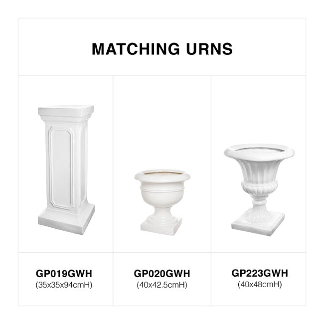 Fibreglass Pedestal Classic Gloss White (35x35x94cmH)