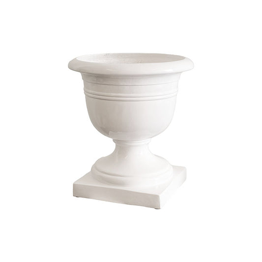 Urn Fibreglass Aztec Gloss White (40Dx42.5cmH)