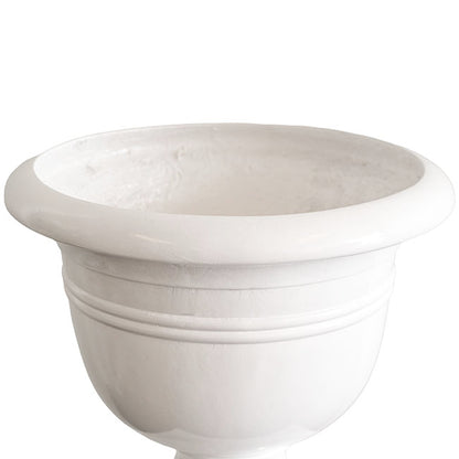 Urn Fibreglass Aztec Gloss White (40Dx42.5cmH)