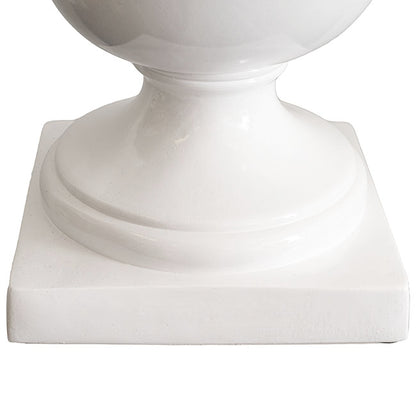 Urn Fibreglass Aztec Gloss White (40Dx42.5cmH)