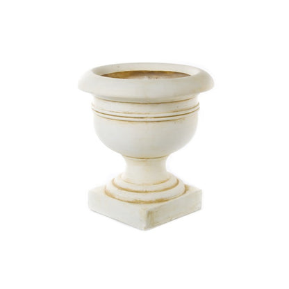 Urn Fibreglass Aztec 40Dx42.5cmH Smooth Ivory