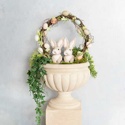 Urn Fibreglass Ribbed 43Dx43cmH Weathered Ivory