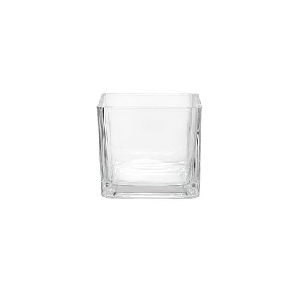 Pressed Glass Cube Mini Vase Clear (6x6x6cmH)