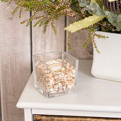 Pressed Glass Cube Vase Clear (8x8x8cmH)