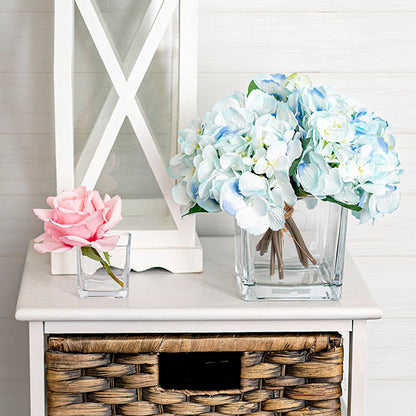 Pressed Glass Cube Vase Clear (12x12x12cmH)