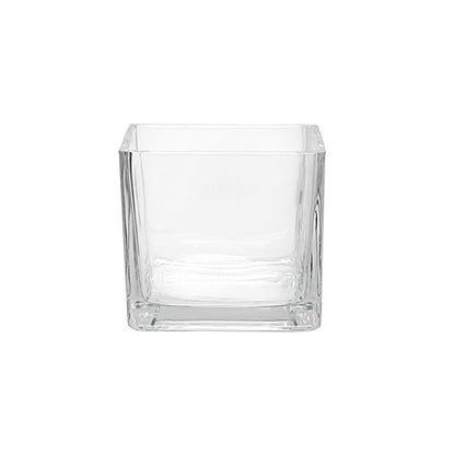 Pressed Glass Cube Vase Clear (12x12x12cmH)