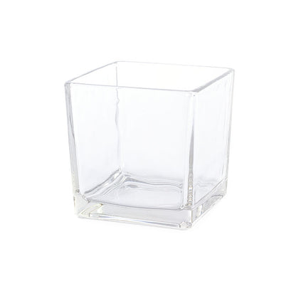 Pressed Glass Cube Vase Clear (15x15x15cmH)