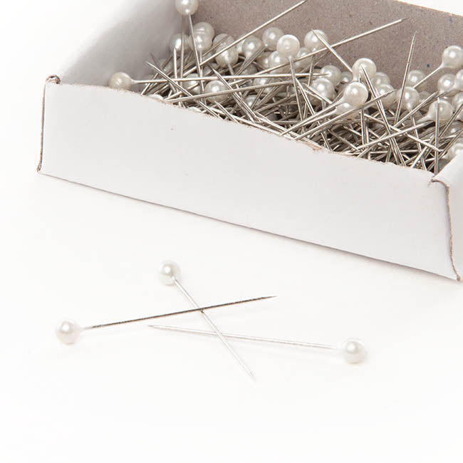 Pearl Pins Round Head Bulk 144 Pack White (3.5mmx38mmH)