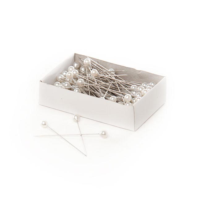 Pearl Pins Round Head Bulk 144 Pack White (5mmx50mmH)