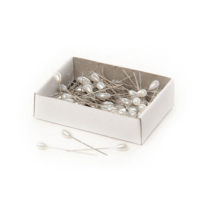 Pearl Pins Teardrop Head Bulk 144 Pack White (5mmx38mmH)