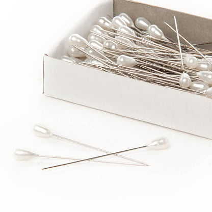 Pearl Pins Teardrop Head Bulk 144 Pack White (5mmx50mmH)