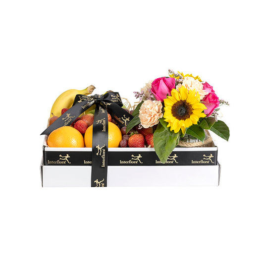 Interflora Gift Hamper with Seasonal Fruit & Fresh Flowers