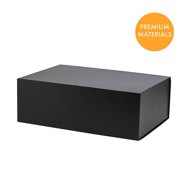 Hamper Gift Box Magnetic Flap Tall Large Black (38x26x13cmH)