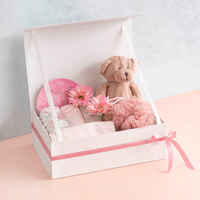 Hamper Gift Box Magnetic Flap Tall Large White (38x26x13cmH)