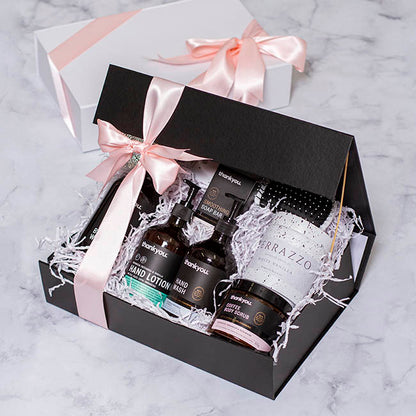 Hamper Gift Box Magnetic Flap Large Black (38x26x9.5cmH)