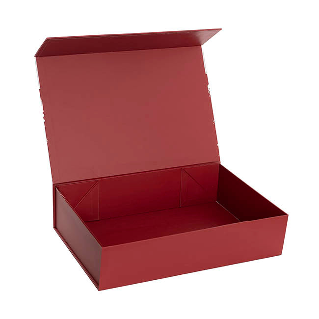 Hamper Gift Box Magnetic Large Xmas Scene Red (38x26x9.5cmH)