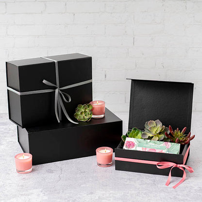 Hamper Gift Box Magnetic Flap Tall Medium Black(32x24x12cmH)