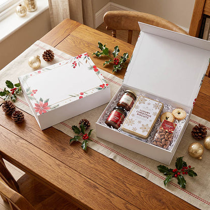 Hamper Gift Box Magnetic Medium Xmas Frame White(32x24x9cmH)