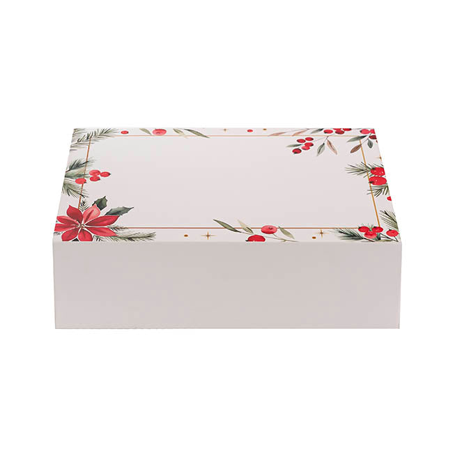 Hamper Gift Box Magnetic Medium Xmas Frame White(32x24x9cmH)