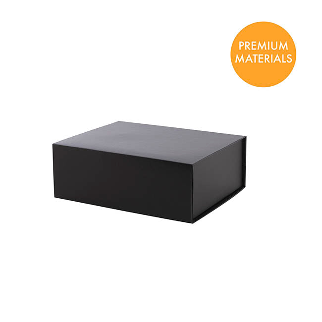Hamper Gift Box Magnetic Flap Tall Small Black (25x20x9cmH)