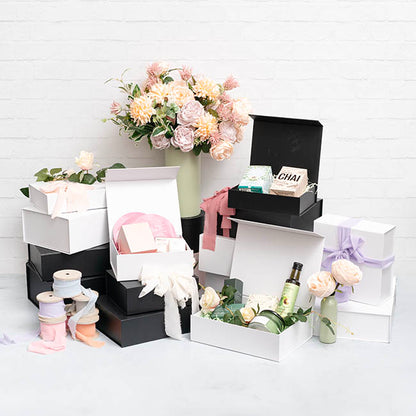 Hamper Gift Box Magnetic Flap Tall Small Black (25x20x9cmH)