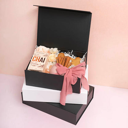 Hamper Gift Box Magnetic Flap Tall Small Black (25x20x9cmH)