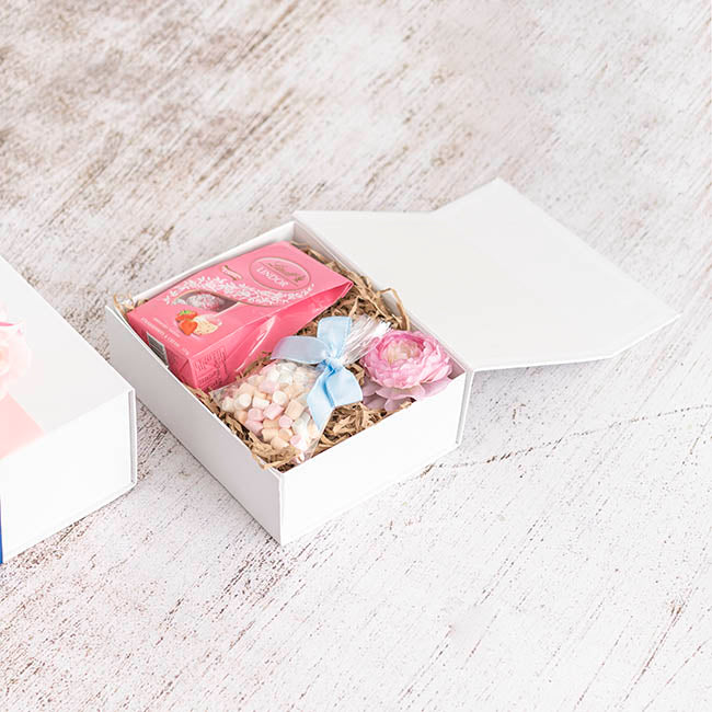 Hamper Gift Box Magnetic Flap Tall Small White (25x20x9cmH)