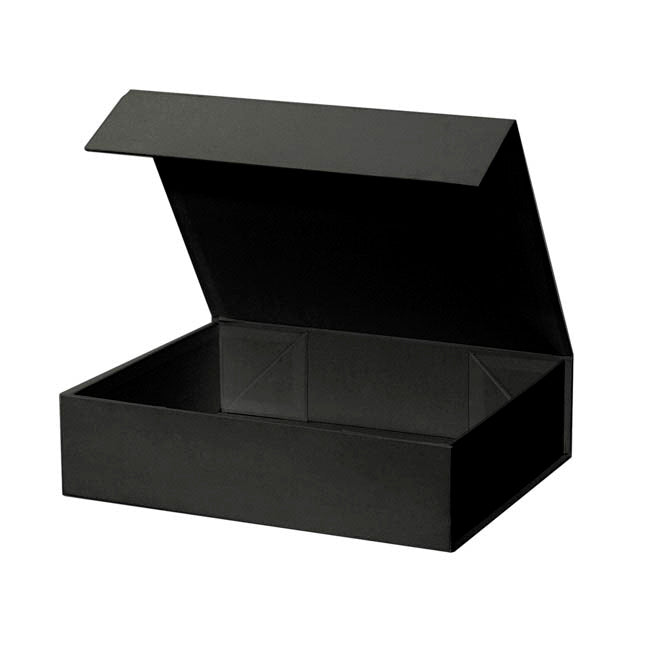 Hamper Gift Box Magnetic Flap Small Black (25x20x6.5cmH)