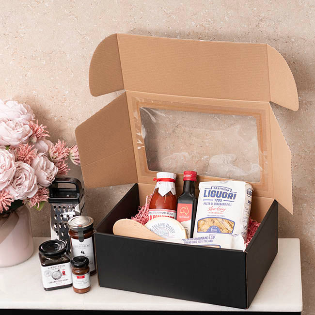 Hamper Gift Box PVC Window Large Black (35.5x25.5.5x14.5cmH)