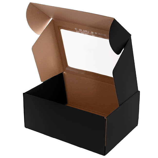 Hamper Gift Box PVC Window Large Black (35.5x25.5.5x14.5cmH)