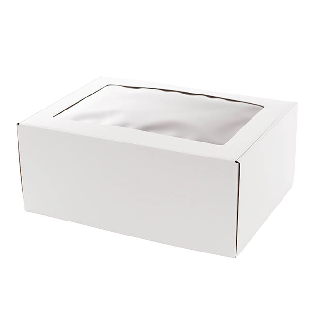 Hamper Gift Box PVC Window Large White (35.5x25.5.5x14.5cmH)