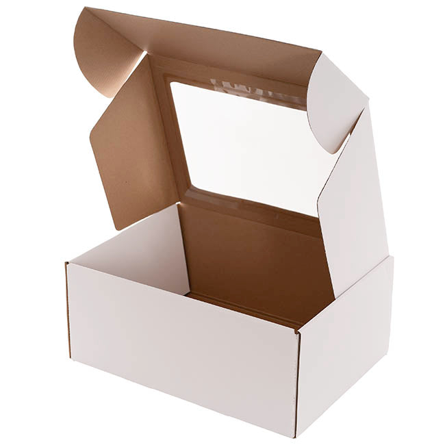 Hamper Gift Box PVC Window Large White (35.5x25.5.5x14.5cmH)