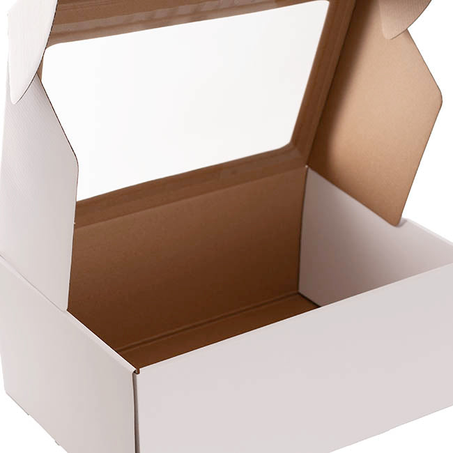 Hamper Gift Box PVC Window Large White (35.5x25.5.5x14.5cmH)