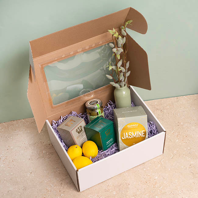 Hamper Gift Box PVC Window Large White (35.5x25.5.5x14.5cmH)