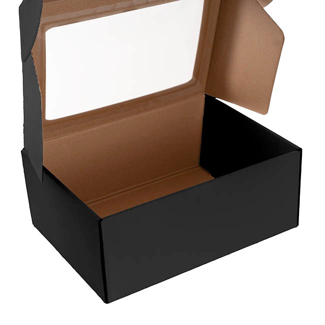 Hamper Gift Box PVC Window Medium Black (31.5x22.5x12.5cmH)