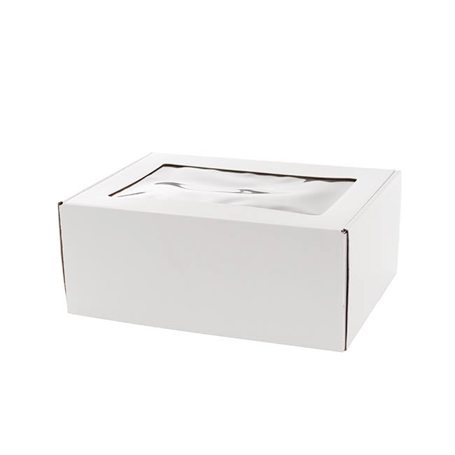 Hamper Gift Box PVC Window Medium White (31.5x22.5x12.5cmH)
