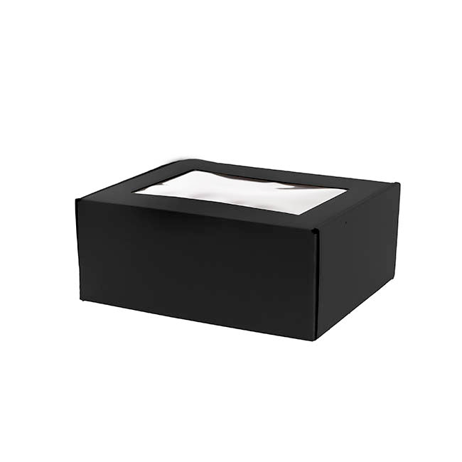 Hamper Gift Box PVC Window Small Black (26.5x20.5x10.4cmH)