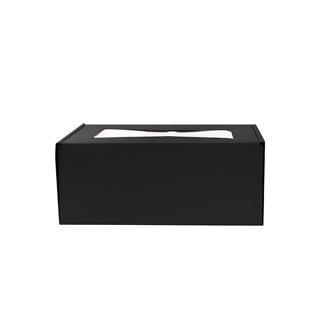 Hamper Gift Box PVC Window Small Black (26.5x20.5x10.4cmH)