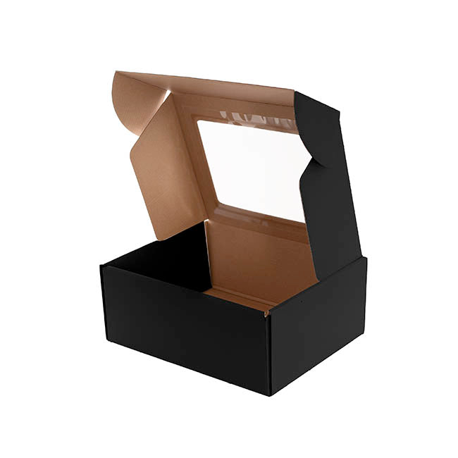 Hamper Gift Box PVC Window Small Black (26.5x20.5x10.4cmH)