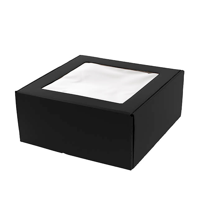 Hamper Gift Box PVC Window Square Black (29.5x28.5x12.5cmH)