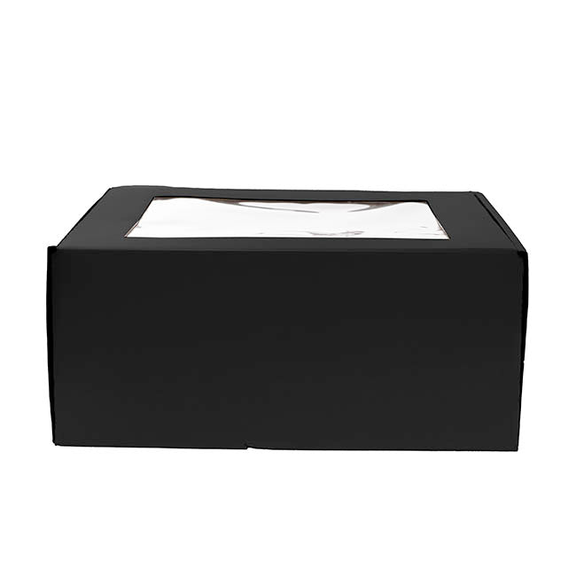 Hamper Gift Box PVC Window Square Black (29.5x28.5x12.5cmH)