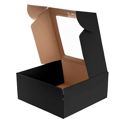 Hamper Gift Box PVC Window Square Black (29.5x28.5x12.5cmH)
