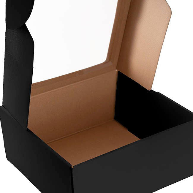 Hamper Gift Box PVC Window Square Black (29.5x28.5x12.5cmH)
