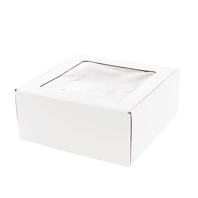 Hamper Gift Box PVC Window Square White (29.5x28.5x12.5cmH)